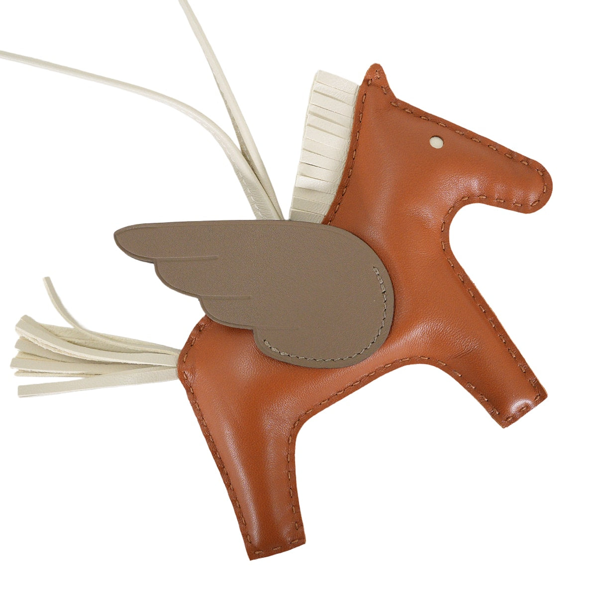 HERMES bag charm Rodeo Pegasus MM Gold/Craie/Etoupe Agneau Milo/Veau Swift Stamp B[EXCELLENT][Authentic]