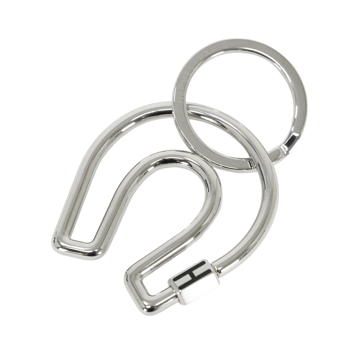 HERMES keyring(key holder) Metal Fer a Cheval Horseshoe Silver/Noir (Black) Silver HW[EXCELLENT][Authentic]