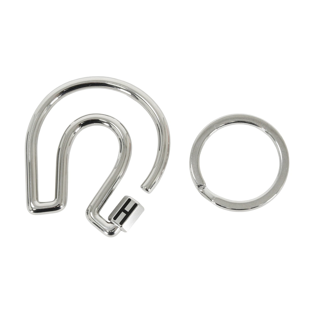 HERMES keyring(key holder) Metal Fer a Cheval Horseshoe Silver/Noir (Black) Silver HW[EXCELLENT][Authentic]