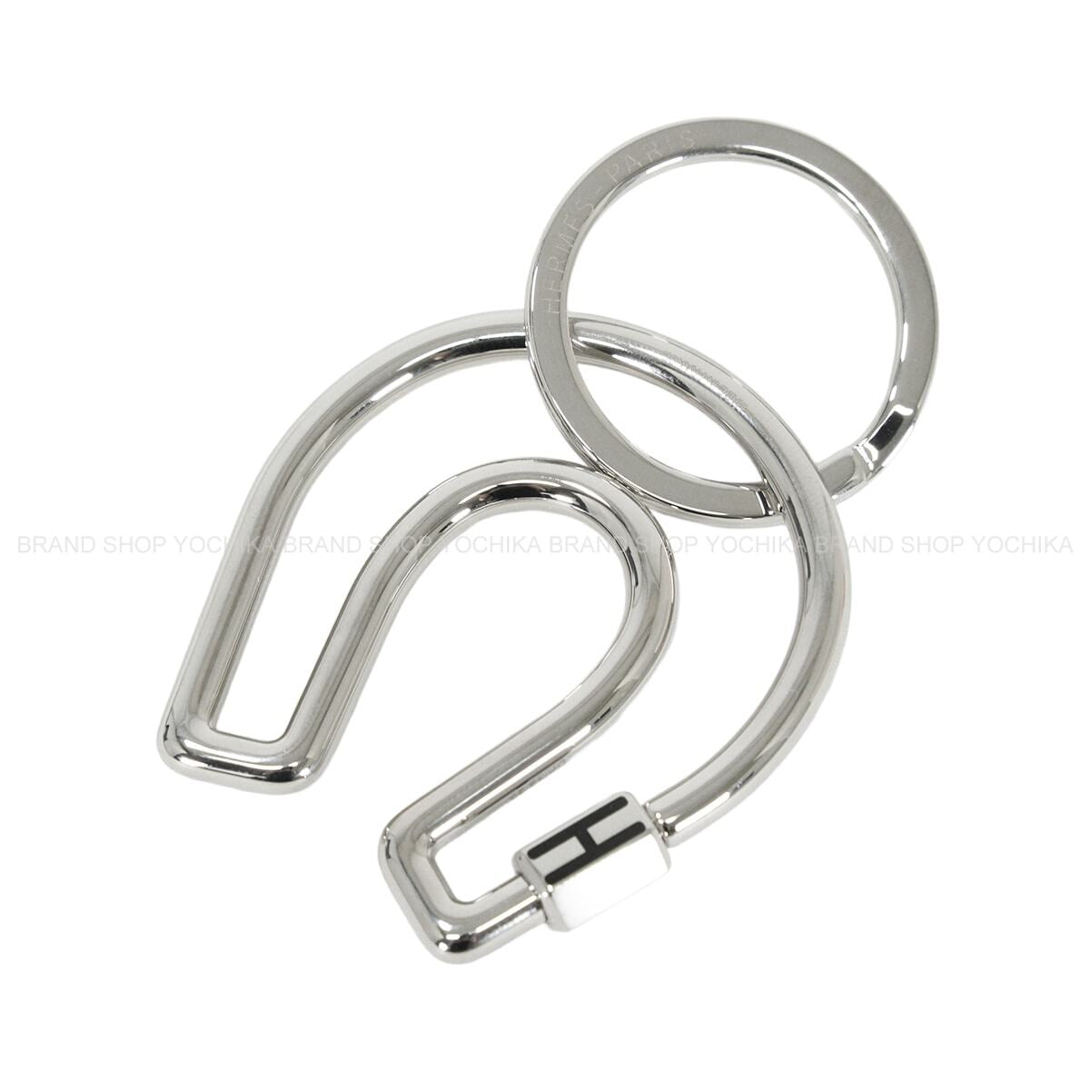 HERMES keyring(key holder) Metal Fer a Cheval Horseshoe Silver/Noir (Black) Silver HW[EXCELLENT][Authentic]