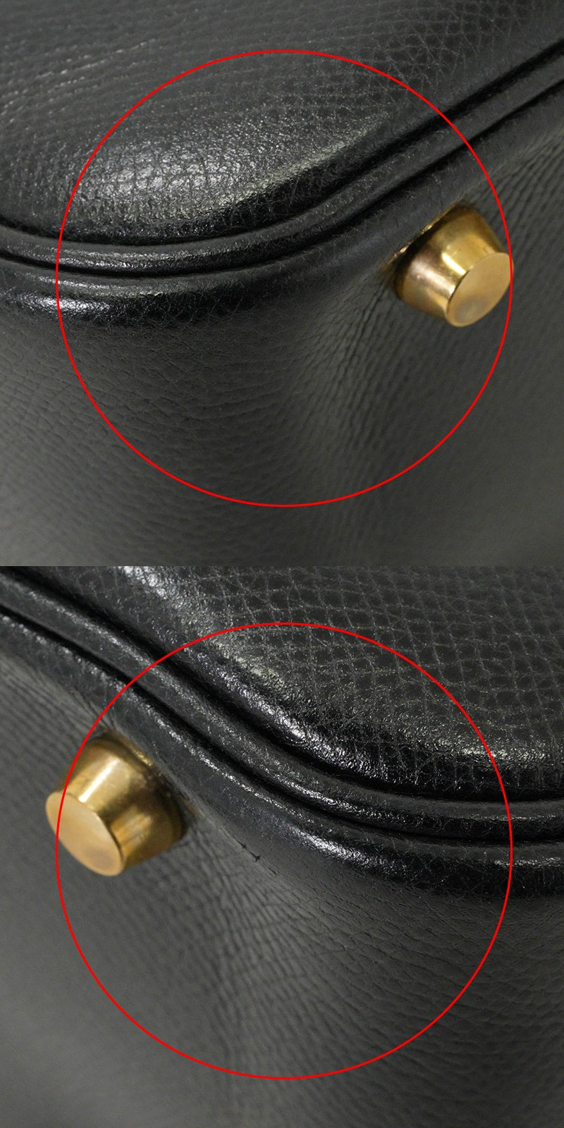 [Pre-loved] HERMES Handbag Plume 28 Noir (Black) Courchevel Gold HW Stamp □G[USED SA][Authentic]