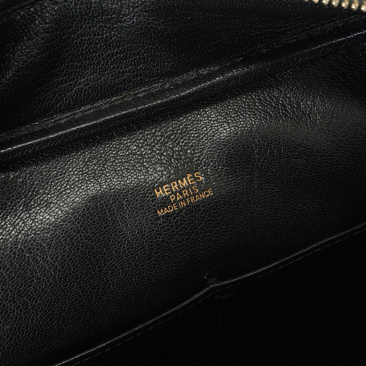 [Pre-loved] HERMES Handbag Plume 28 Noir (Black) Courchevel Gold HW Stamp □G[USED SA][Authentic]