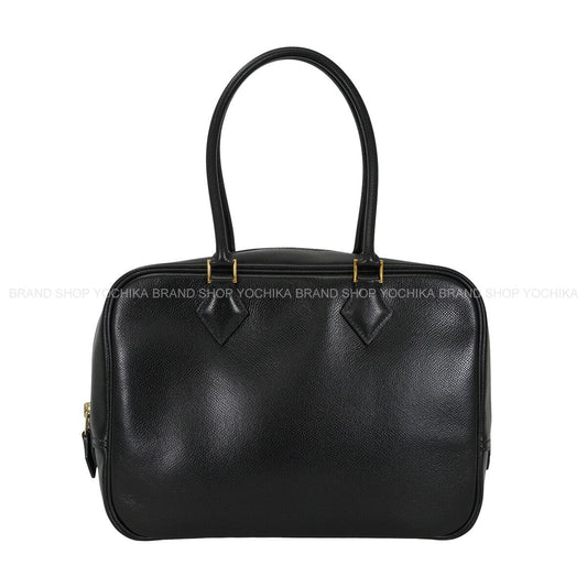 [Pre-loved] HERMES Handbag Plume 28 Noir (Black) Courchevel Gold HW Stamp □G[USED SA][Authentic]