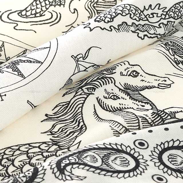 2024SS HERMES scarf Carre 140 Tatouages Marins Bandana Blanc (White)/Noir (Black) Cashmere65% / Silk35%[EXCELLENT][Authentic]
