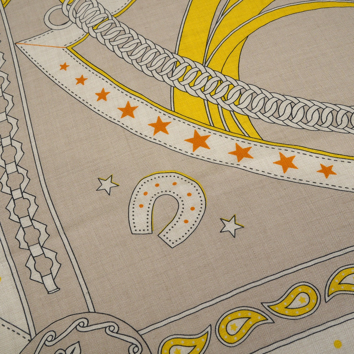 2023SS HERMES scarf Carre 140 La Promenade du MatinNatural/Beige/Jaune Cashmere70% / Silk30%[EXCELLENT][Authentic]