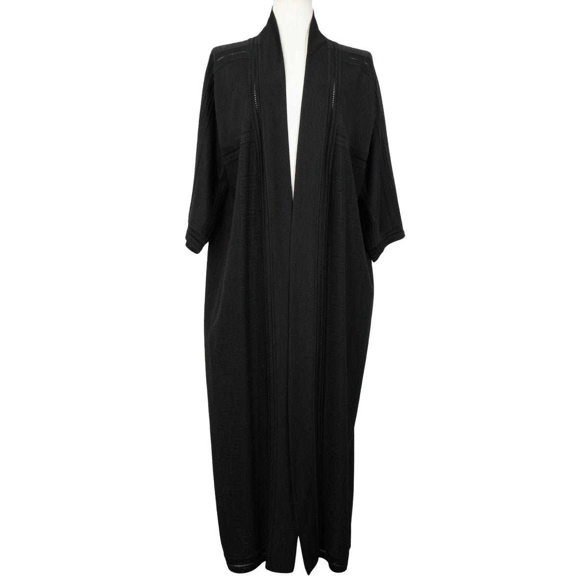 [Pre-loved] HERMES Cardigan Long Short Sleeve Mosaic Noir (Black) Silk #34[LIKE NEW][Authentic]