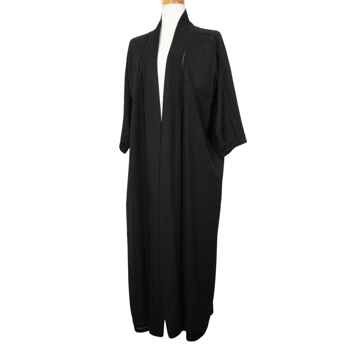 [Pre-loved] HERMES Cardigan Long Short Sleeve Mosaic Noir (Black) Silk #34[LIKE NEW][Authentic]