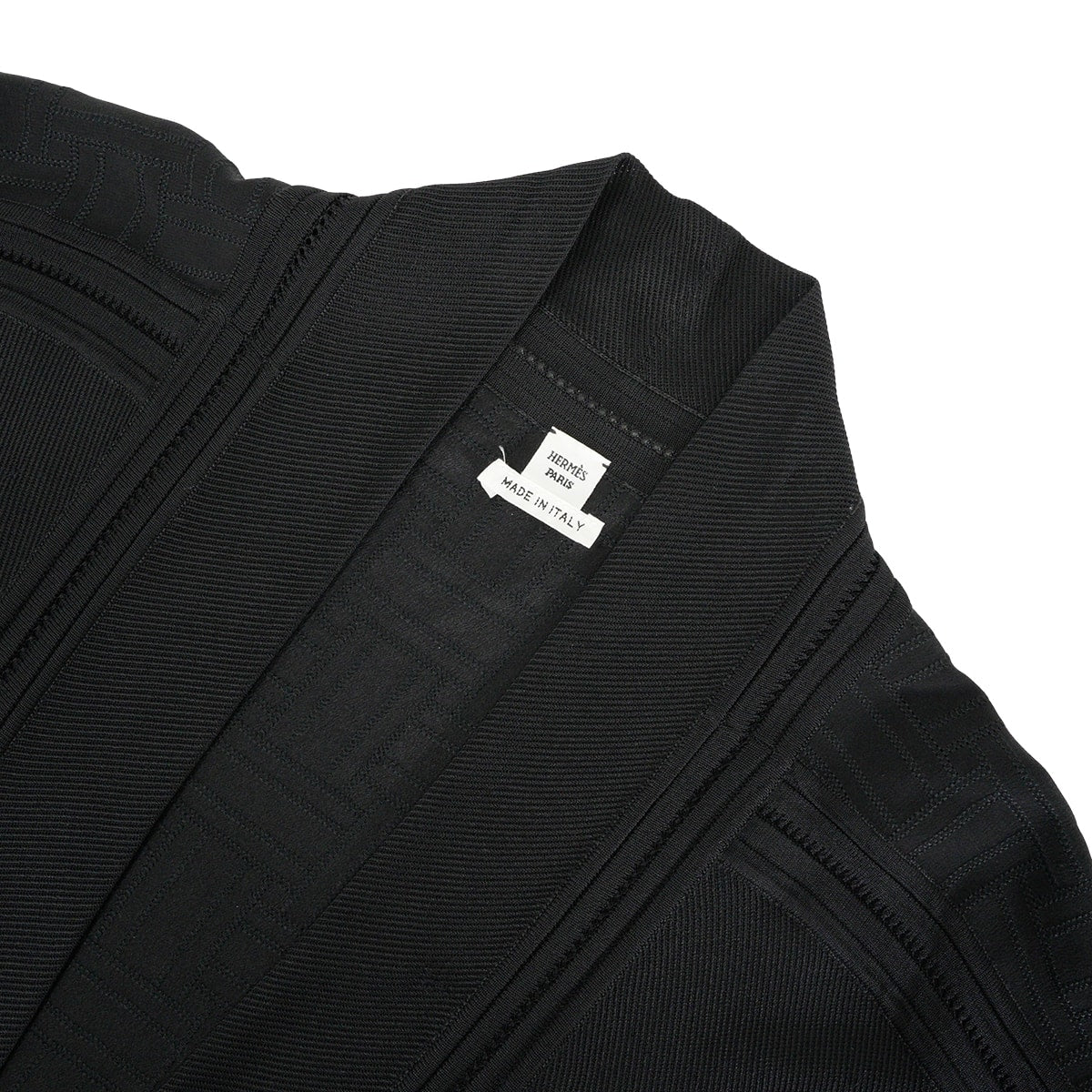 [Pre-loved] HERMES Cardigan Long Short Sleeve Mosaic Noir (Black) Silk #34[LIKE NEW][Authentic]