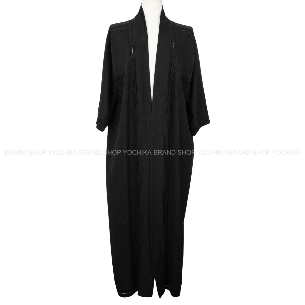 [Pre-loved] HERMES Cardigan Long Short Sleeve Mosaic Noir (Black) Silk #34[LIKE NEW][Authentic]