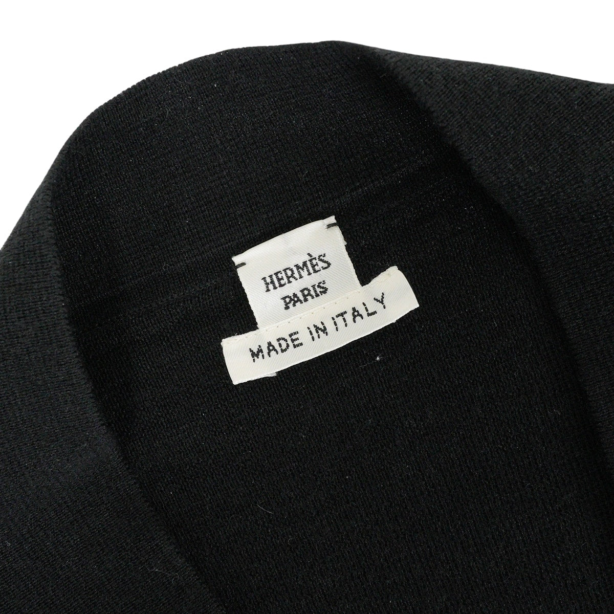 [Pre-loved] HERMES Cardigan Long Sleeve Ex-Libris Buttons Noir (Black) Cashmere50% / Silk50% #36[LIKE NEW][Authentic]