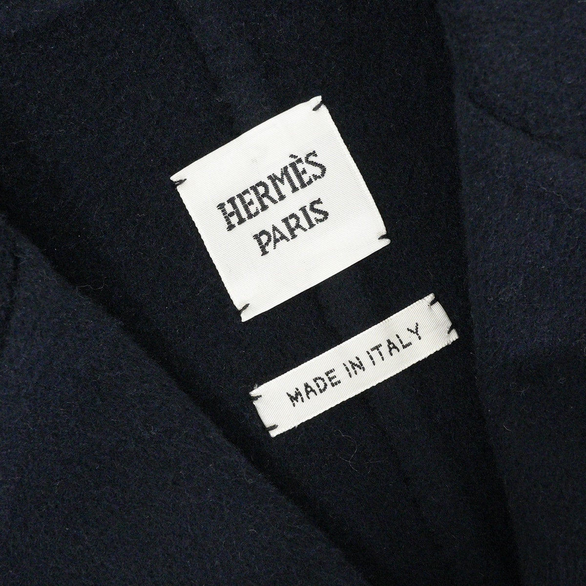 [Pre-loved] HERMES Tailored jacket Women's Long Sleeve Double-Faced Notched Lapel Bi-Color Noir (Black)/Navy Cashmere100% #38[LIKE NEW][Authentic]