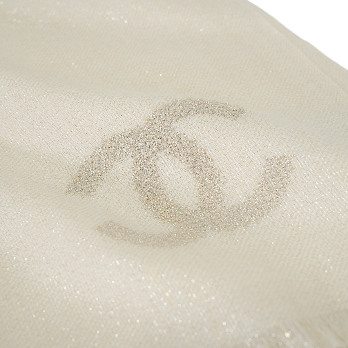 2025/26 Cruise Collection CHANEL Stall COCO MARK Ivory Cashmere/Silk/Metallic Fiber AAB693[EXCELLENT][Authentic]
