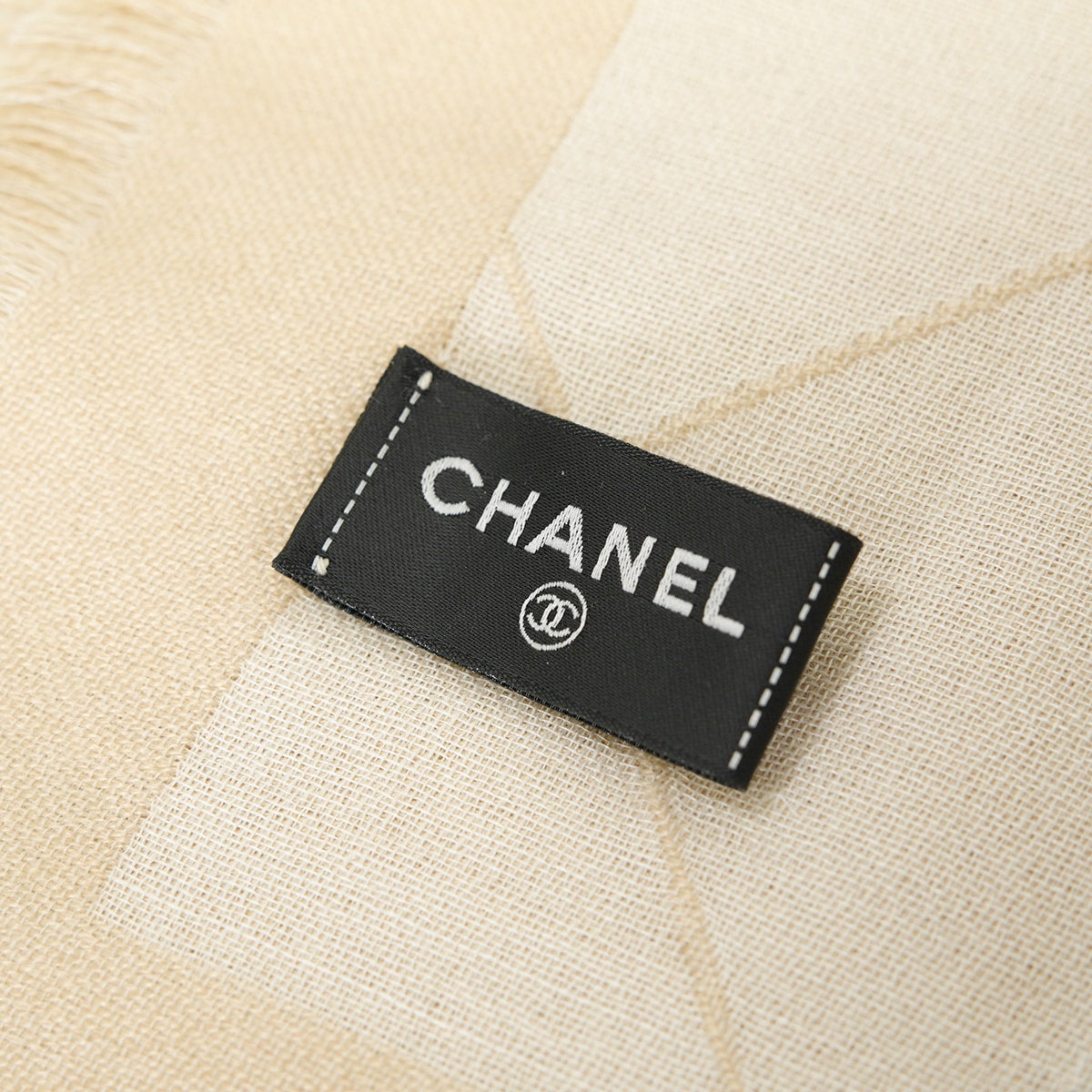 2025SS CHANEL Stall Large COCO MARK Matelasse Fringe Beige Wool/Silk/Cashmere[EXCELLENT][Authentic]