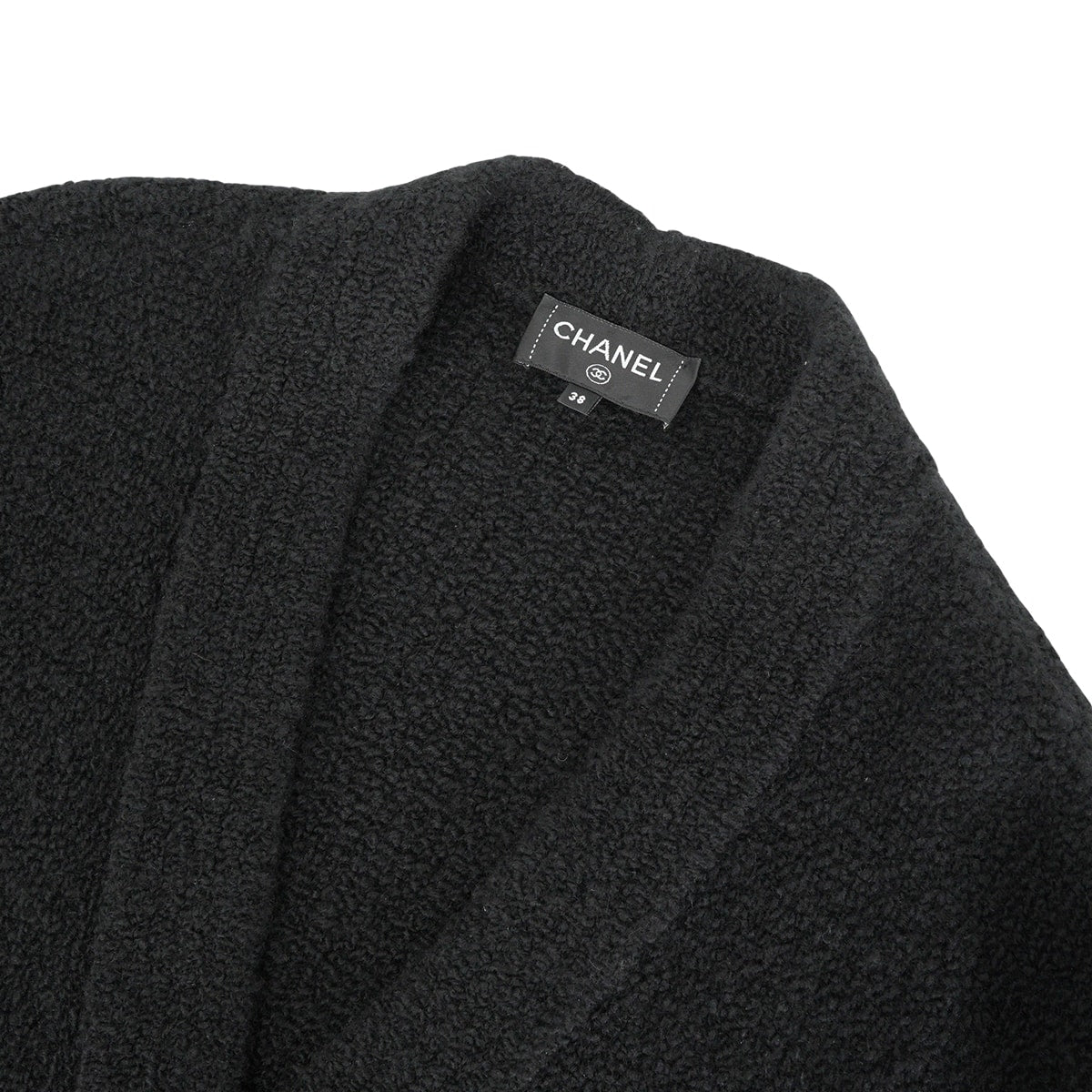 2024AW CHANEL Cardigan Lion Button Look 15 Ruffle Sleeve Noir (Black) Cashmere/Wool/Silk #38 P78396K[EXCELLENT][Authentic]