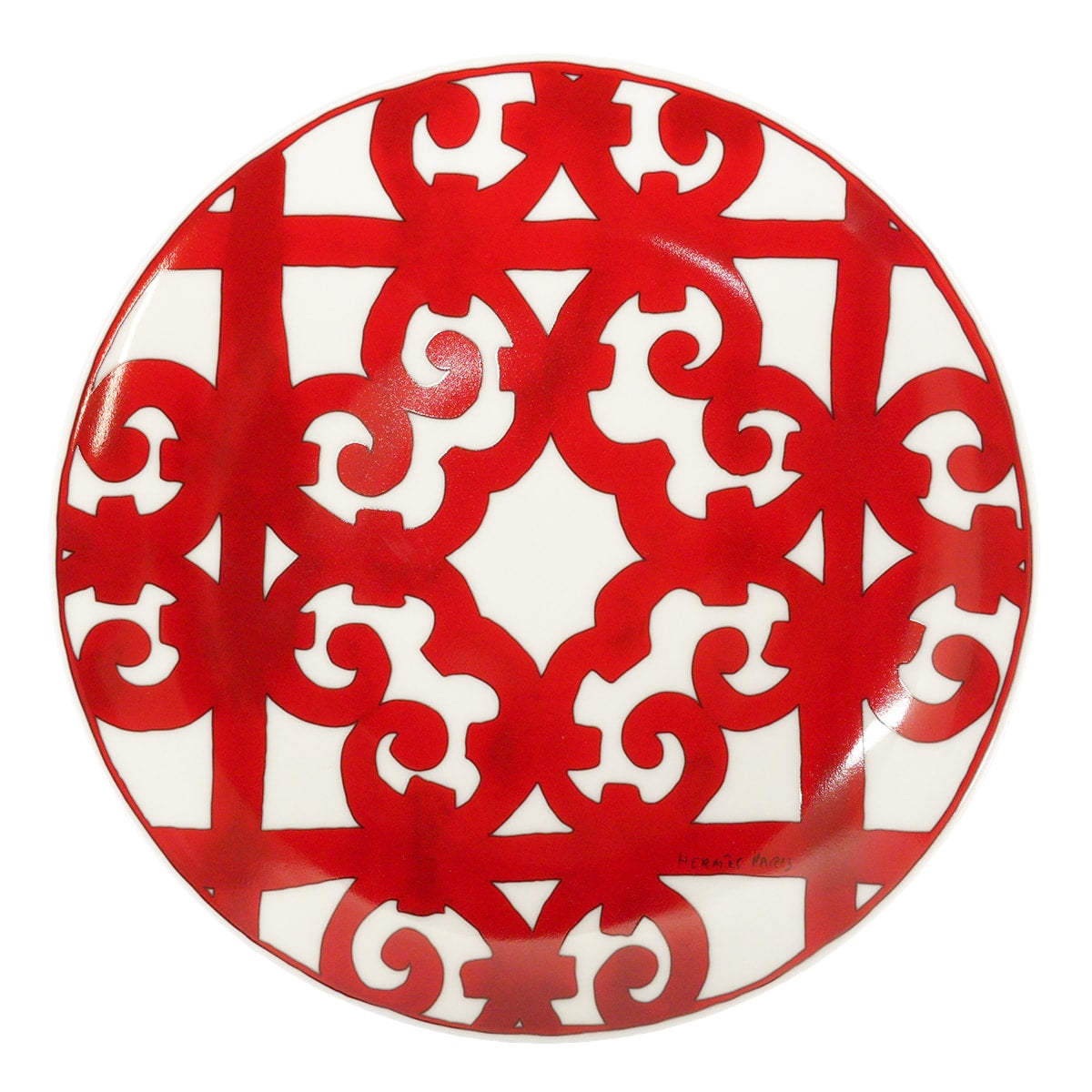 HERMES Plate Guadalquivir Dessert PlateRouge/Blanc (White) Porcelain P011007P[ALMOST NEW][Authentic]