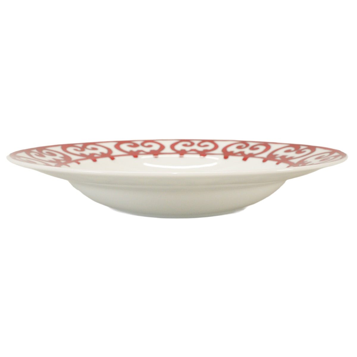 HERMES Plate Soup Plate GuadalquivirRouge/Blanc (White) Porcelain P011113P[ALMOST NEW][Authentic]