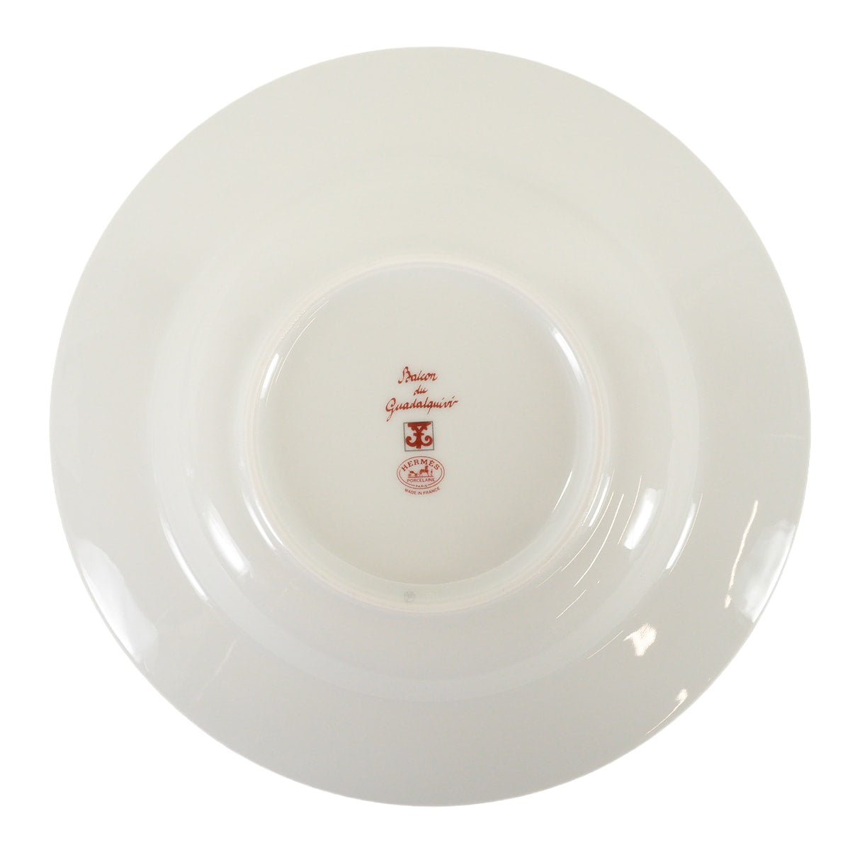 HERMES Plate Soup Plate GuadalquivirRouge/Blanc (White) Porcelain P011113P[ALMOST NEW][Authentic]