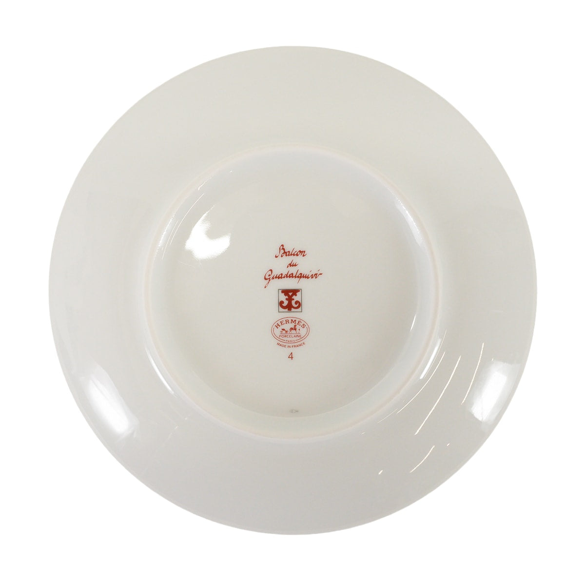 HERMES Plate Bread and Butter Plate No.4 GuadalquivirRouge/Blanc (White) Porcelain P011312P[ALMOST NEW][Authentic]