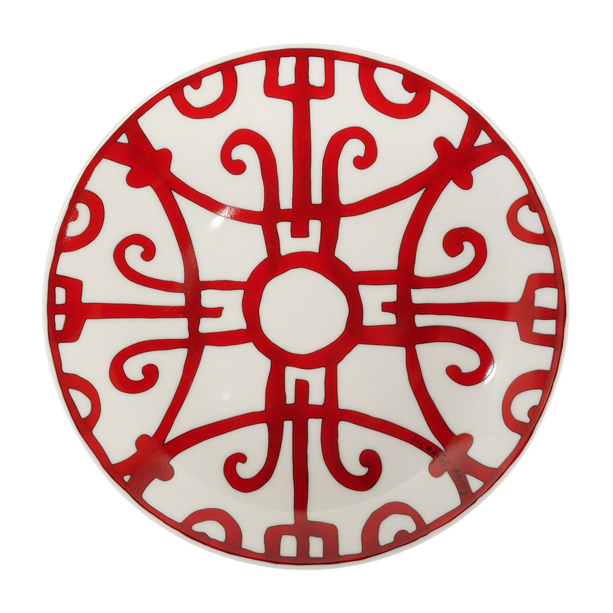 HERMES Plate Bread and Butter Plate No.4 GuadalquivirRouge/Blanc (White) Porcelain P011312P[ALMOST NEW][Authentic]