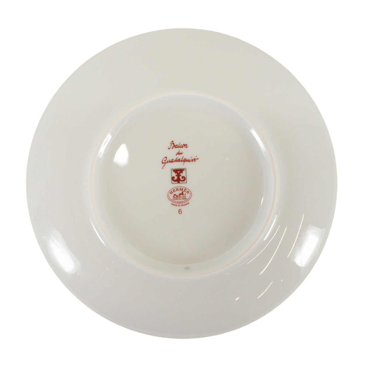 HERMES Plate Bread and Butter Plate No.6 GuadalquivirRouge/Blanc (White) Porcelain P011512P[ALMOST NEW][Authentic]