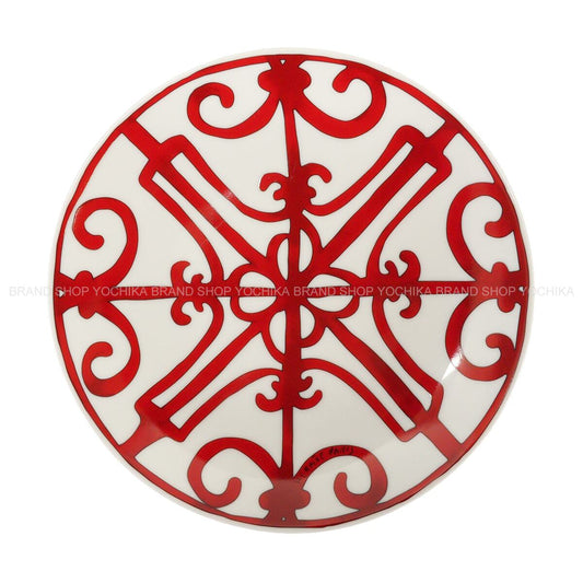 HERMES Plate Bread and Butter Plate No.6 GuadalquivirRouge/Blanc (White) Porcelain P011512P[ALMOST NEW][Authentic]