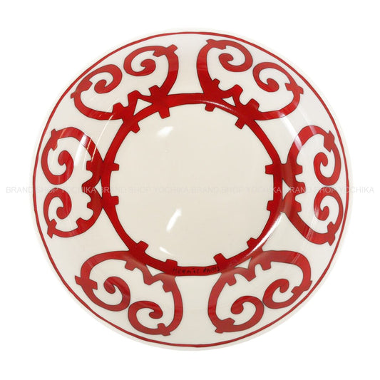 HERMES Plate Cereal Bowl GuadalquivirRouge/Blanc (White) Porcelain P011013P[ALMOST NEW][Authentic]
