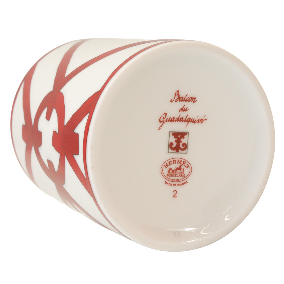 HERMES mug cup Guadalquivir No2 300ml Blanc (White)Rouge Porcelain[ALMOST NEW][Authentic]