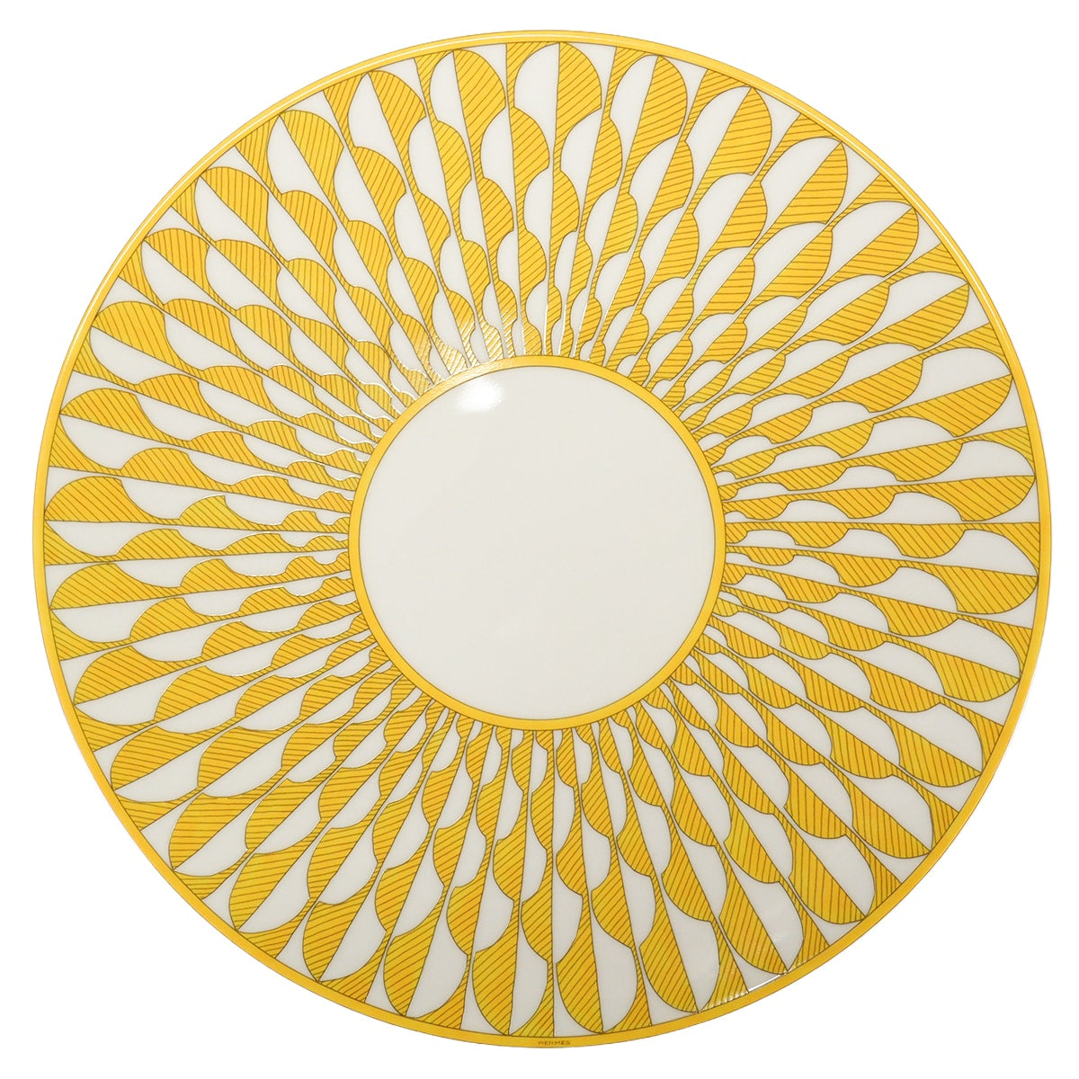 HERMES Plate Dinner Plate Soleil d'HermesJaune/Blanc (White) Porcelain P046001P[ALMOST NEW][Authentic]