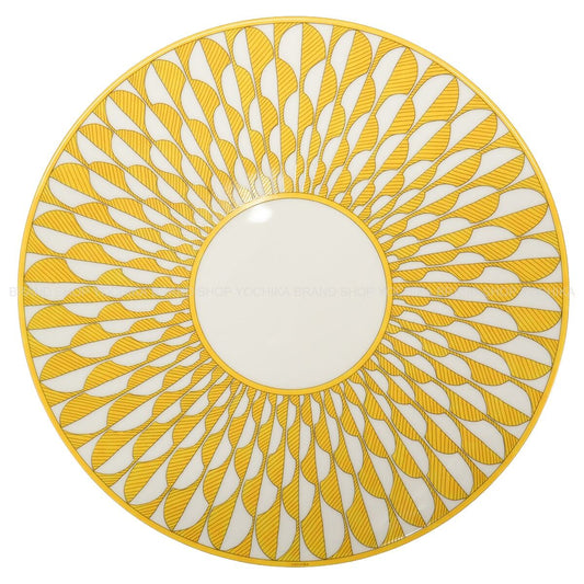 HERMES Plate Dinner Plate Soleil d'HermesJaune/Blanc (White) Porcelain P046001P[ALMOST NEW][Authentic]