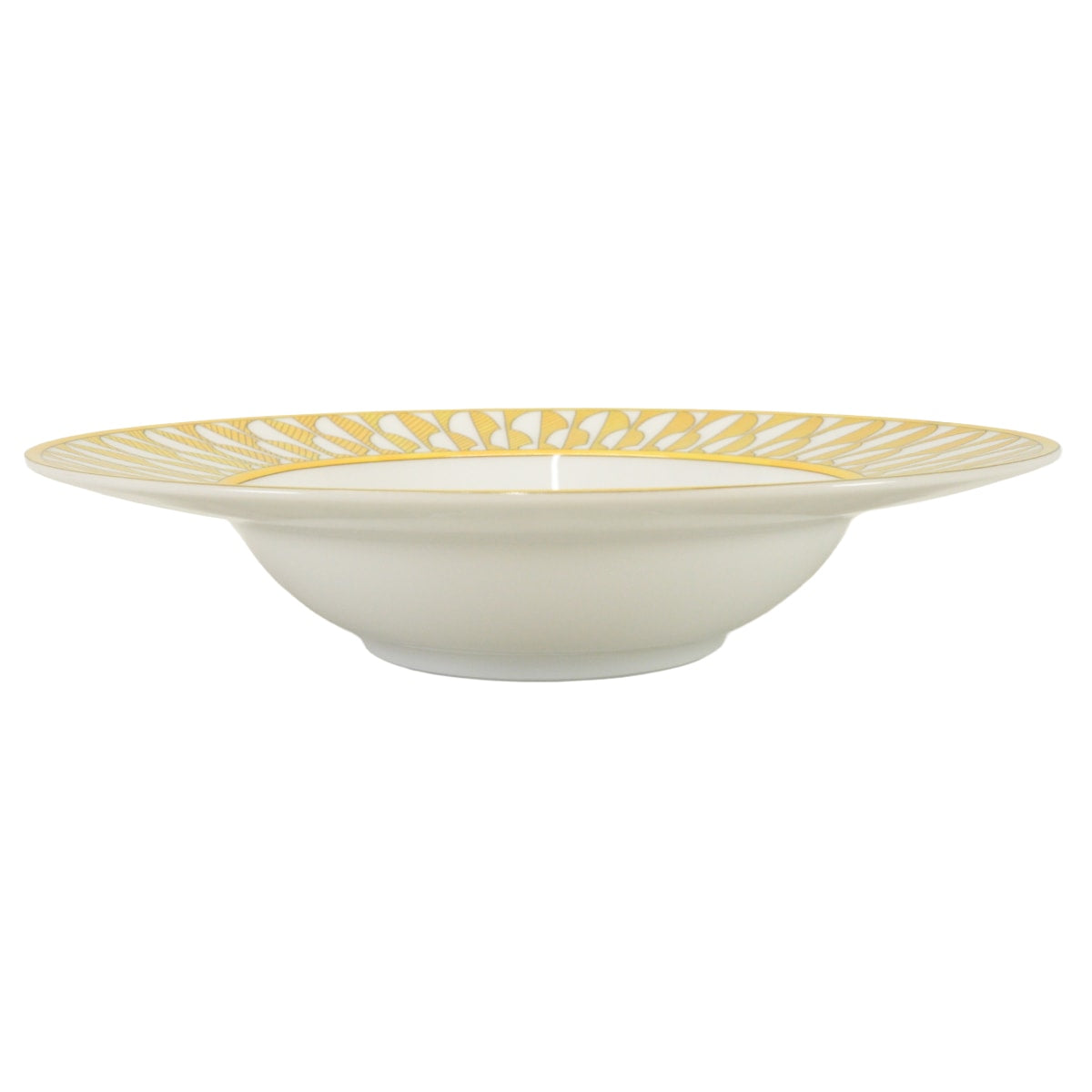 HERMES Plate Soup Plate Soleil d'HermesJaune/Blanc (White) Porcelain P046113P[ALMOST NEW][Authentic]