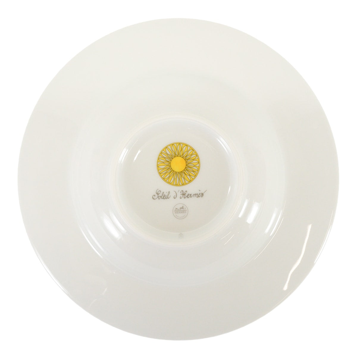 HERMES Plate Soup Plate Soleil d'HermesJaune/Blanc (White) Porcelain P046113P[ALMOST NEW][Authentic]