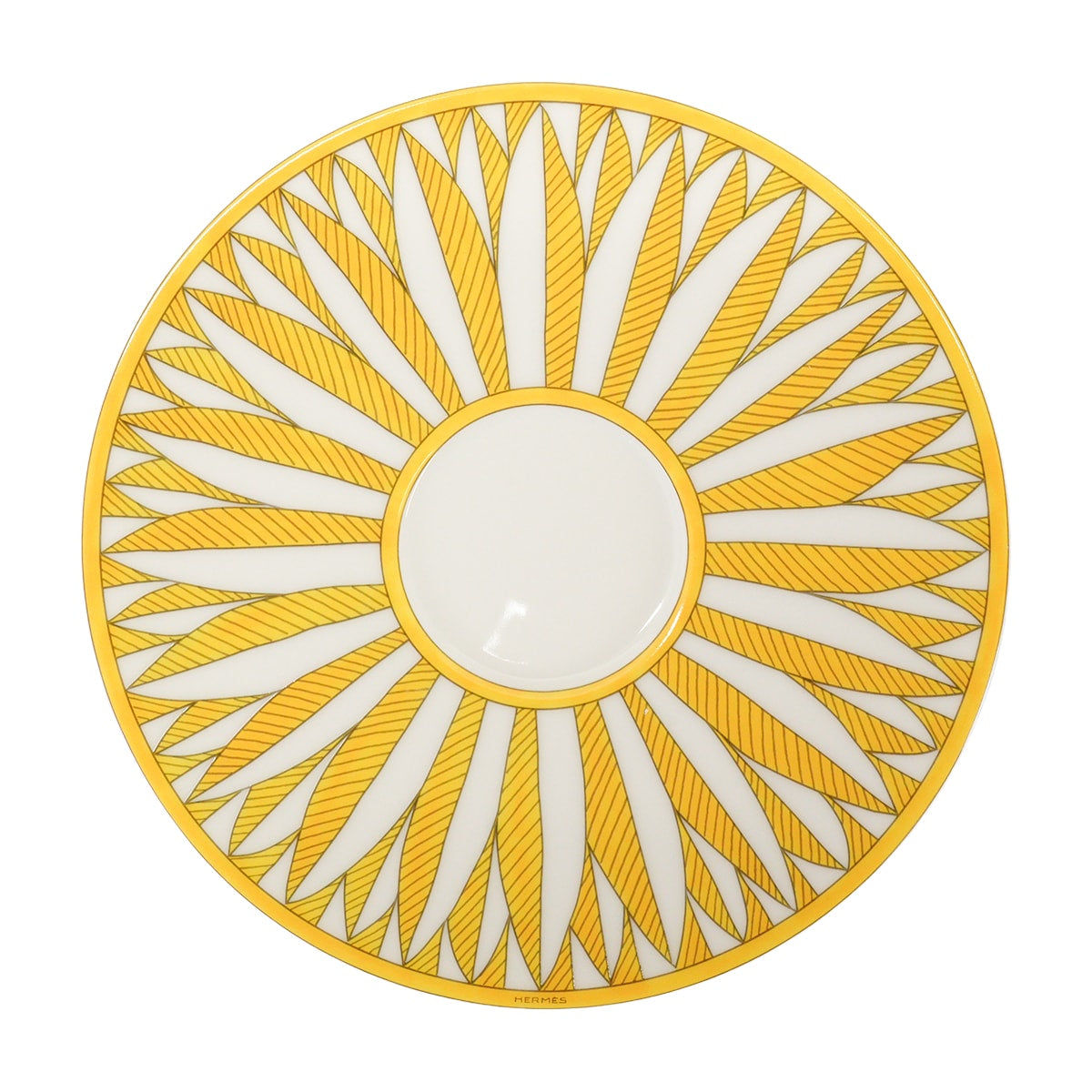 HERMES mug cup Tea Cup and Saucer Soleil d'Hermes 200mlJaune/Blanc (White) Porcelain P046016P[EXCELLENT][Authentic]