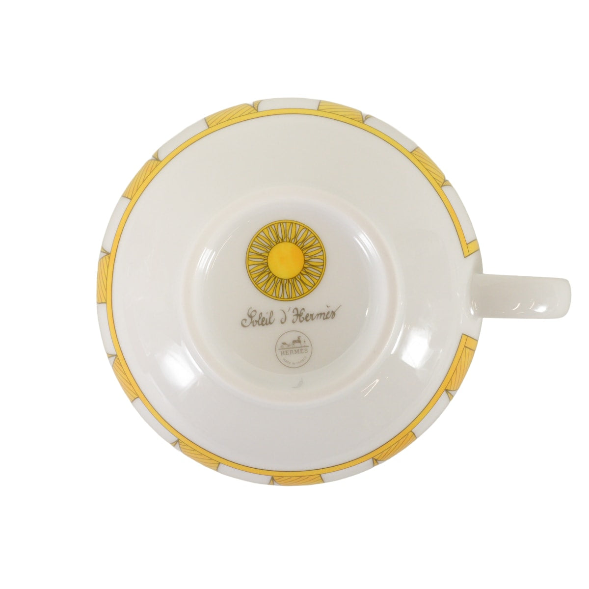 HERMES mug cup Morning Cup and Saucer Soleil d'Hermes 350mlJaune/Blanc (White) Porcelain P046015P[EXCELLENT][Authentic]