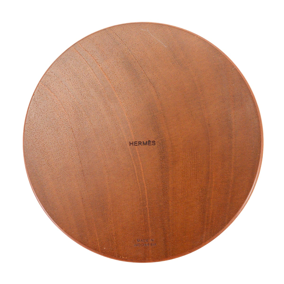 [Pre-loved] HERMES Round Box Ex-Libris Twilly Trinket CaseNatural Lacquered Wood[LIKE NEW][Authentic]