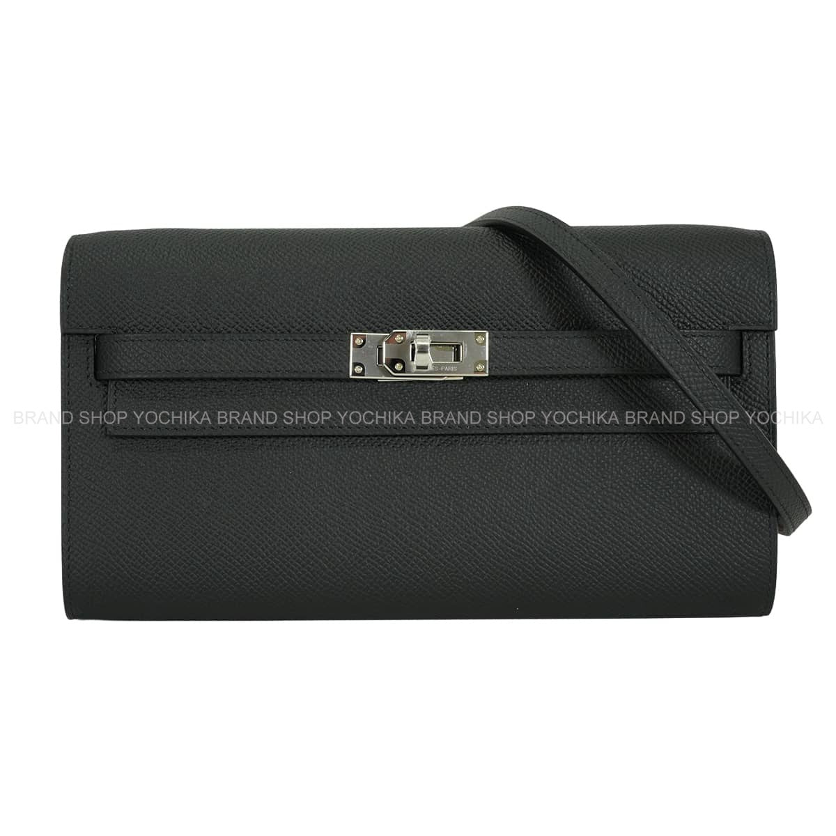 HERMES long wallet Kelly Wallet Long To Go Noir (Black) Veau Epsom Silver HW Stamp G[BRAND NEW][Authentic]