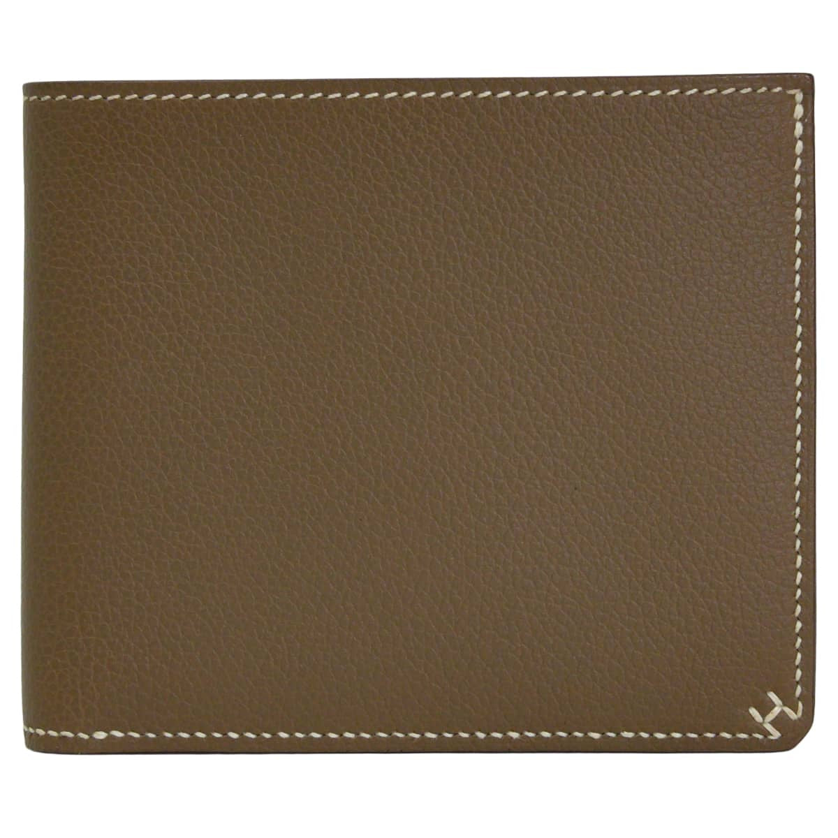 HERMES Bi-fold wallet H Sellier Compact Bias H Etoupe Evercolor Silver HW Stamp B[EXCELLENT][Authentic]