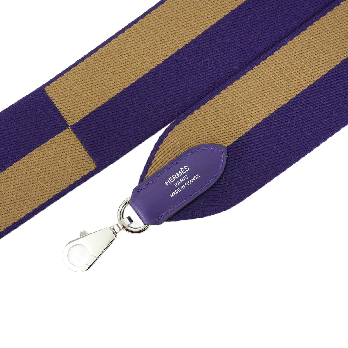 HERMES shoulder strap Bandouliere 50mm 105cm Sangles Casaque Purple/Dune Toile/Veau Swift Silver HW Stamp G[BRAND NEW][Authentic]