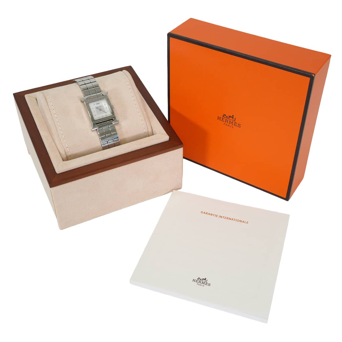 [Pre-loved] HERMES Watches Heure H HH1.210 Quartz 11P Silver Stainless steel/Mother of Pearl/Diamond W053014WW00[USED A][Authentic]