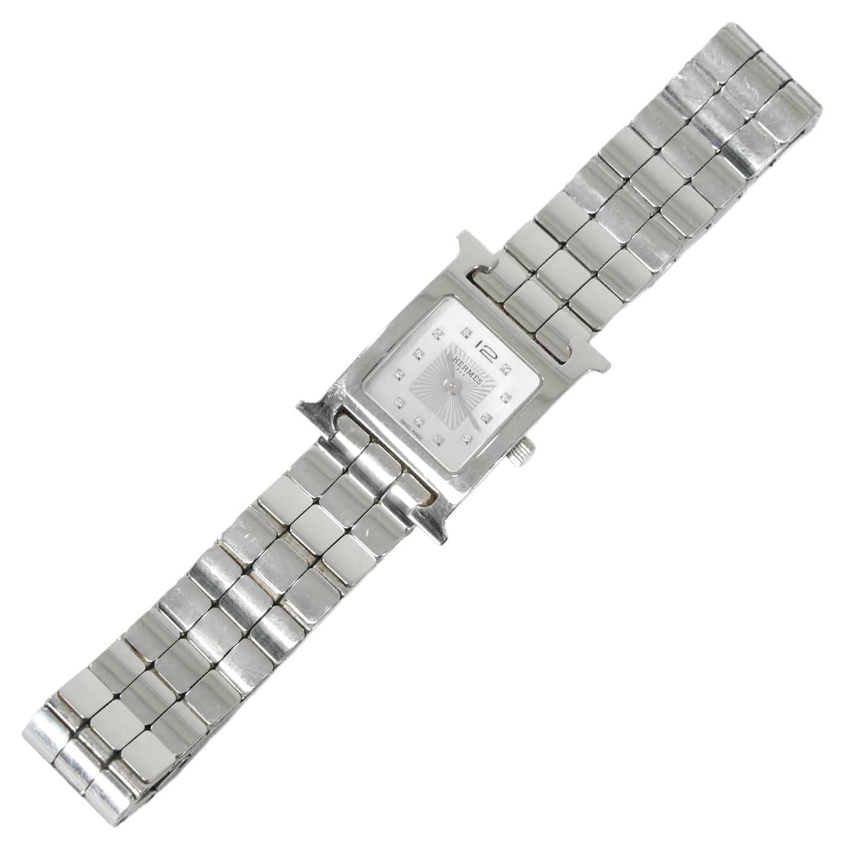 [Pre-loved] HERMES Watches Heure H HH1.210 Quartz 11P Silver Stainless steel/Mother of Pearl/Diamond W053014WW00[USED A][Authentic]