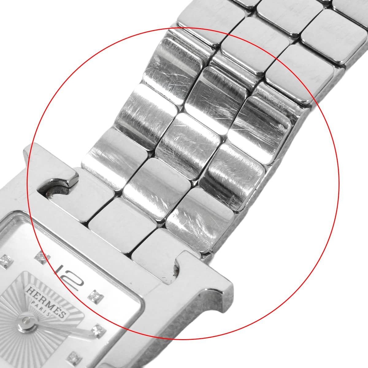 [Pre-loved] HERMES Watches Heure H HH1.210 Quartz 11P Silver Stainless steel/Mother of Pearl/Diamond W053014WW00[USED A][Authentic]