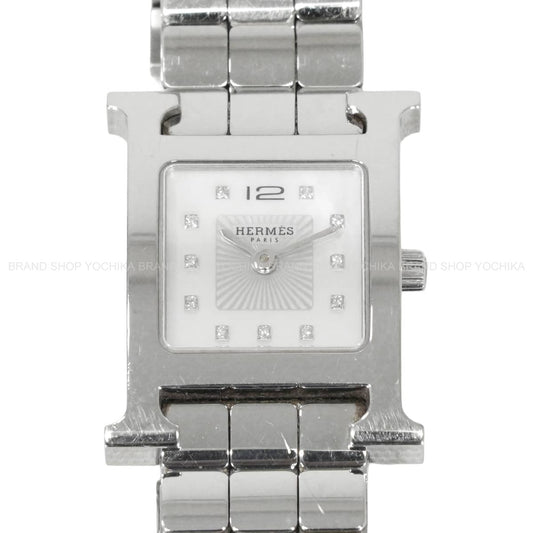 [Pre-loved] HERMES Watches Heure H HH1.210 Quartz 11P Silver Stainless steel/Mother of Pearl/Diamond W053014WW00[USED A][Authentic]