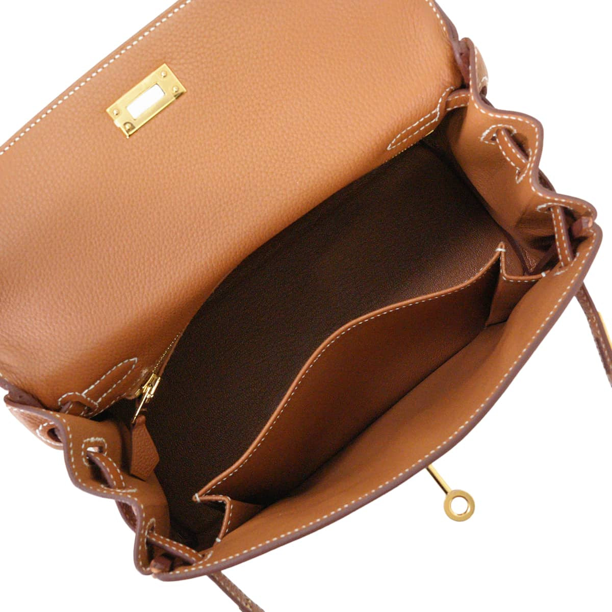 HERMES Shoulder bag Kelly25 Retourne Gold Veau Togo Gold HW Stamp G[BRAND NEW][Authentic]