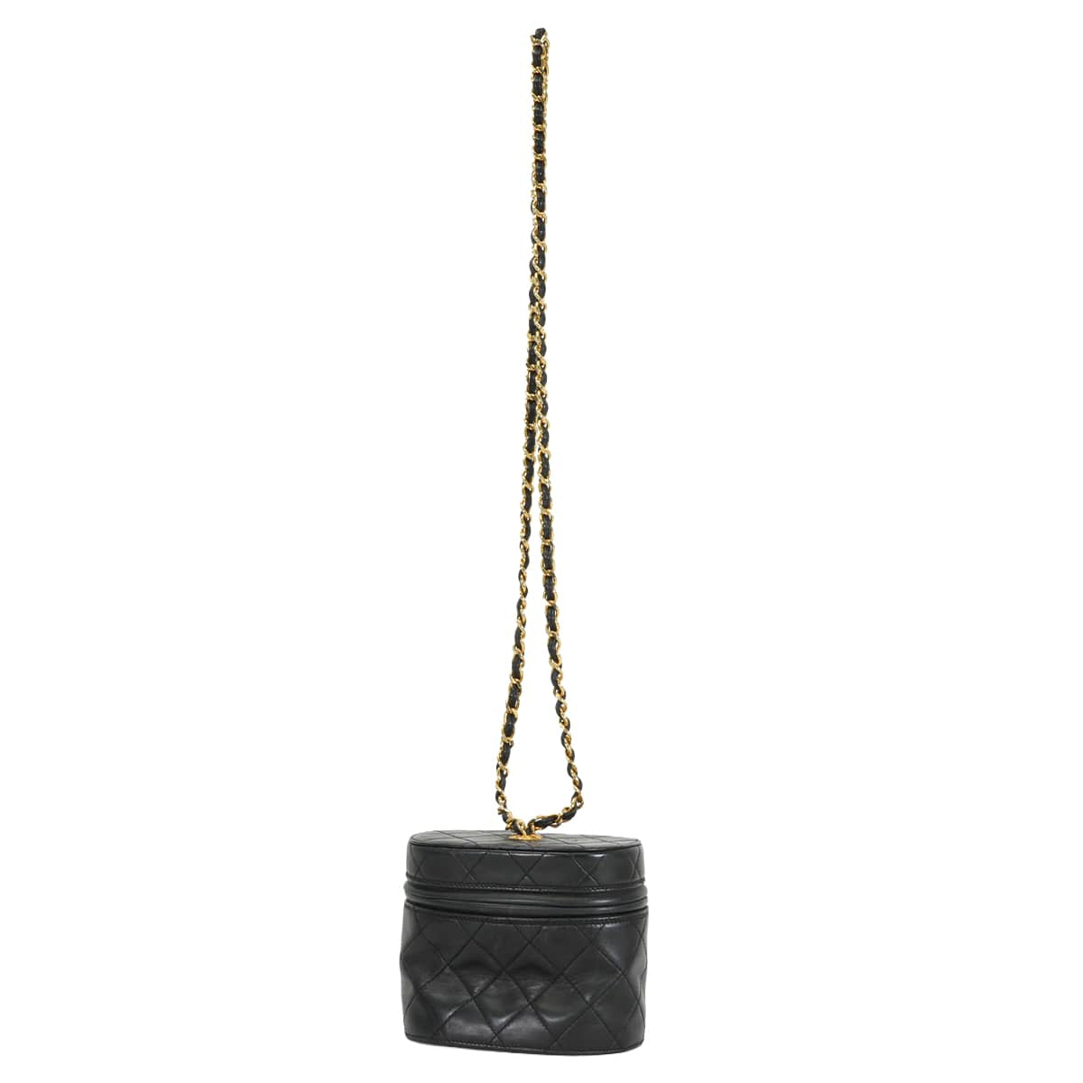 [Pre-loved] CHANEL Shoulder bag Vanity Chain Fringe Matelasse Coco Mark Vintage Noir (Black) Lambskin Gold HW[USED AB][Authentic]