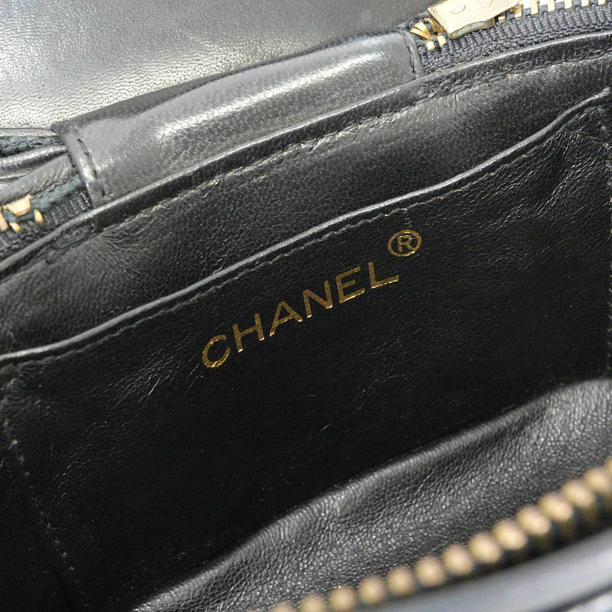 [Pre-loved] CHANEL Shoulder bag Vanity Chain Fringe Matelasse Coco Mark Vintage Noir (Black) Lambskin Gold HW[USED AB][Authentic]