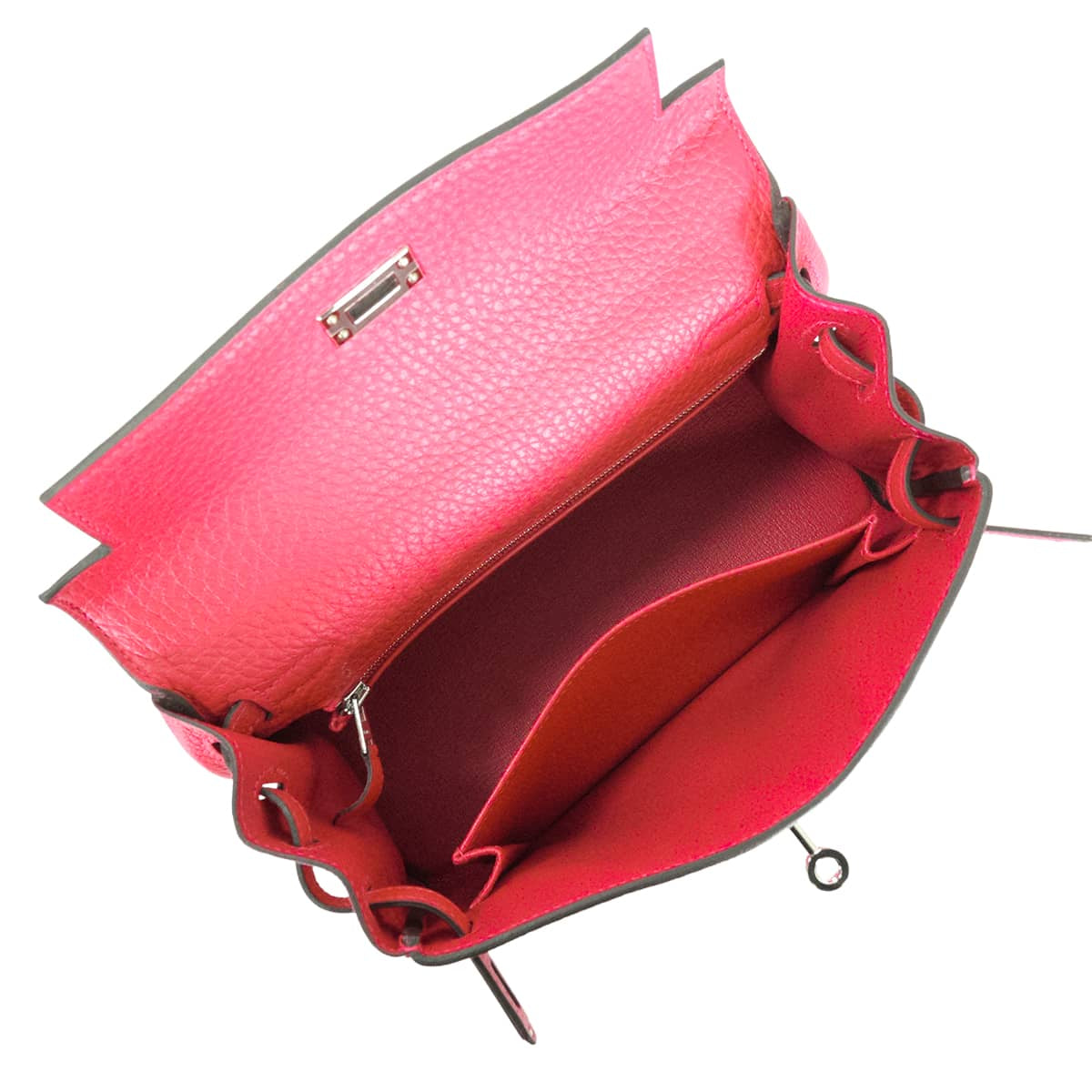 HERMES Shoulder bag Kelly25 Retourne Framboise Veau Togo Silver HW Stamp Z[EXCELLENT][Authentic]