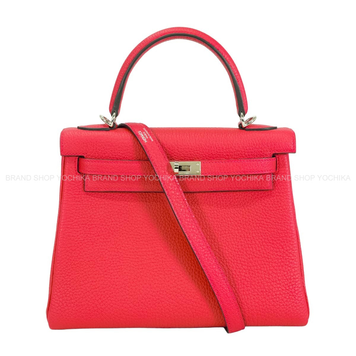 HERMES Shoulder bag Kelly25 Retourne Framboise Veau Togo Silver HW Stamp Z[EXCELLENT][Authentic]