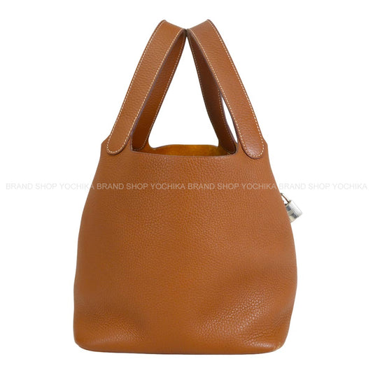 [Pre-loved] HERMES Handbag Picotin Lock 22 MM Gold Taurillon Clemence Silver HW Stamp Z[USED A][Authentic]