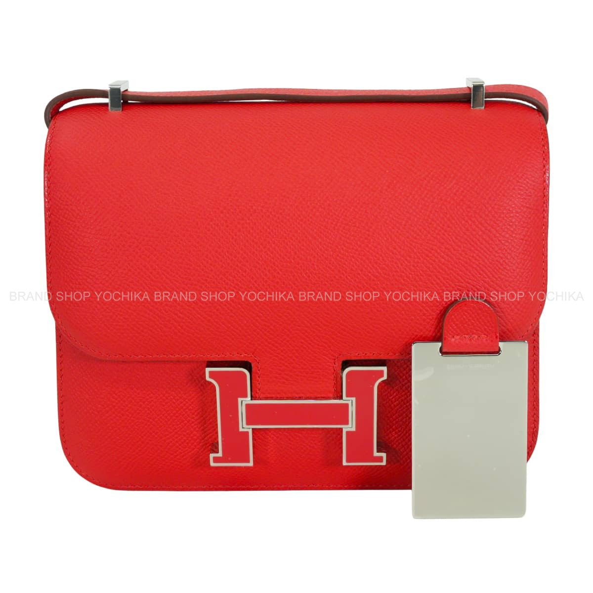 HERMES Shoulder bag Constance 3 18 Miroir Rouge Radieux Veau Epsom/Lacquer Silver HW Stamp G[EXCELLENT][Authentic]