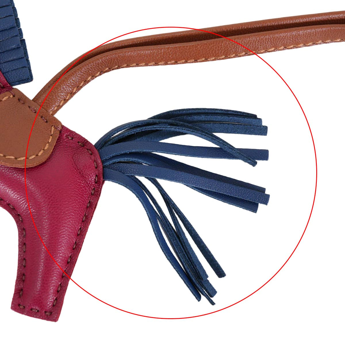 [Pre-loved] HERMES bag charm Rodeo PM Rubis/Bleu de Malte/Fauve Agneau Milo[LIKE NEW][Authentic]