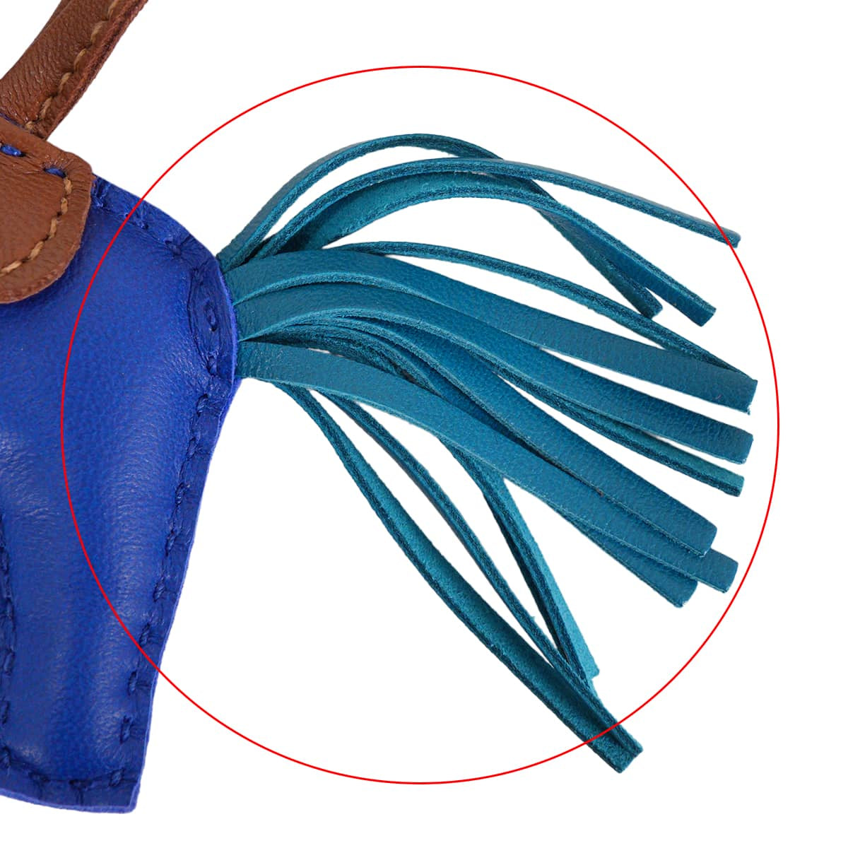 [Pre-loved] HERMES bag charm Rodeo PM Bleu Electrique/Bleu Izmir/Fauve Agneau Milo[LIKE NEW][Authentic]